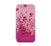 Ted Baker ALSTRO Pink Scattered Flowers Mirror Folio Phone Case for iPhone 13/14 Gold Shell
