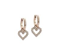 Ted Baker Amora Crystal Halo Heart Huggie Earrings For Women (Rose Gold/Crystal)
