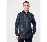 Ted Baker Ardea Mens Long Sleeve Geometric Print Shirt - Navy Cotton - Size Medium