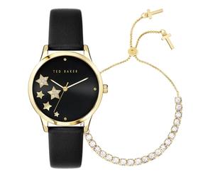Ted Baker Black + Gold Crystal Stars Watch Gift Set - Gold