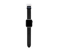 Ted Baker Black T-Embossed Leather Strap Blue Keeper for Apple Watch® (Model: BKS42F131B0), Black, One Size, T Embossed Leather Blue Keeper smartwatch band compatible with Apple watch strap 42mm, 44mm