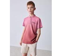 Ted Baker Boys Ombre Button Polo Shirt, Mauve Ombre, Size 4-5 Years Mauve Ombre