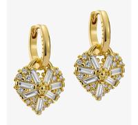 Ted Baker Cherise Gold Tone Crystal Heart Hoop Earrings TBJ3980-02-02