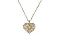 Ted Baker Cherish Crystal Cluster Heart Locket Pendant Necklace for Women (Gold/Crystal)