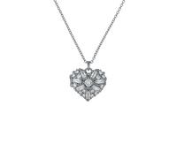 Ted Baker Cherish Crystal Cluster Heart Locket Pendant Necklace for Women (Silver/Crystal)