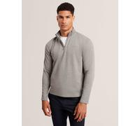 Ted Baker Cotton Rich Honeycomb Trim Half Zip Sweatshirt Medium Grey