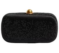 Ted Baker Cryzela Crystal Embellished Hard Clutch Bag, Black with Gold Chain Strap