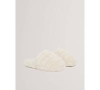 Ted Baker Faux Fur Round Toe Mule Slippers Ivory