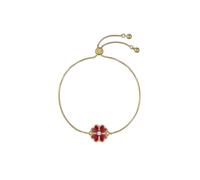 Ted Baker Felicity Enamel Flower Adjustable Bracelet for Women (Gold/Red & Crystal)