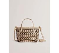 Ted Baker female Leather Cutwork Patterned Mini Tote Bag - Taupe, Taupe