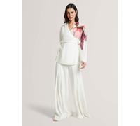 Ted Baker Floral Tie Detail Wrap Blouse Ivory