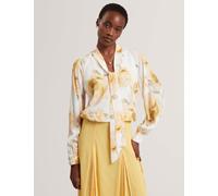 Ted Baker Floral Tie Neck Blouse Ivory
