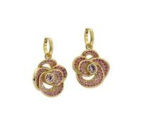 Ted Baker Florence Crystal Flower Huggie Earrings for Women (Gold/Pink Ombre Crystal)