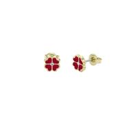 Ted Baker Freya Enamel Flower Stud Earrings for Women (Gold/Red & Crystal)