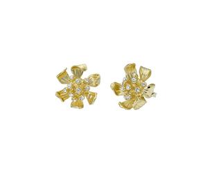 Ted Baker Futura Furled Flower Stud Earrings for Women (Gold/Crystal)