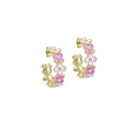 Ted Baker Garvi Garland Hoop Earrings for Women (Gold/Pink Multi & Crystal)
