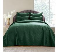 Ted Baker Geometric T Quilted Polysatin Bedspread Quilt, King, Forest Dark Green