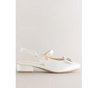 Ted Baker Girls Bow Strap Heeled Shoes, Neutral, Size 2 Older Neutral