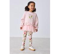 Ted Baker Girls Mesh Hem Bow Floral Set, Pink, Size Age: 4-5 Years Pink