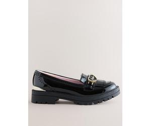 Ted Baker Girls Patent Leather Fringe Loafers, Black, Size 4 Older Black