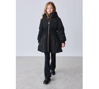 Ted Baker Girls Shower Resistant Shirred Waist Raincoat, Black, Size 6 Years Black