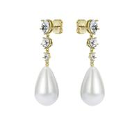 Ted Baker Pearsti Statement Crystal Bead Drop Earrings for Women (Gold/Pearl & Crystal)