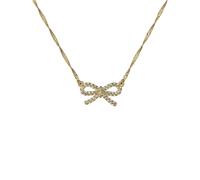 Ted Baker Gold Ribah Crystal Ribbon Bow Necklace
