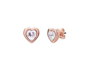 Ted Baker Han Crystal Heart Stud Earrings For Women (Rose Gold/Crystal)