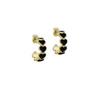 Ted Baker Hannah Enamel Heart Hoop Earrings (Gold/Black)