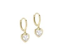 Ted Baker Hanniy Crystal Heart Huggie Hoop Earrings For Women (Gold Tone/Crystal)