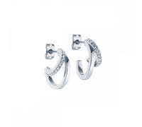 Ted Baker Helias Double Hoop Crystal Earrings For Women (Silver/Crystal)