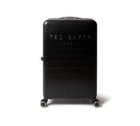 Ted Baker Icon Case Large Suitcase 79cm Black Patent Croc Hard Shell 4-Wheel TSA Lock Designer Luggage Travel Bag 122L Lightweight ABS Organised Interior Stylish with Compartments