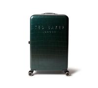 Ted Baker Icon Case Large Suitcase 79cm Forest Green Patent Croc Hard Shell 4-Wheel TSA Lock Designer Luggage Travel Bag 122L Lightweight ABS Organised Interior Stylish with Compartments