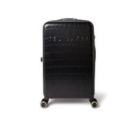 Ted Baker Icon Case Medium Suitcase 68cm Black Patent Croc Hard Shell 4-Wheel TSA Lock Designer Luggage Travel Bag 77L Lightweight ABS Organised Interior Stylish with Compartments