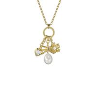 Ted Baker Isadora Icon Charm Multi Pendant Necklace for Women (Gold/Pearl & Crystal)