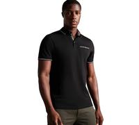 Ted Baker London Mens Tortila Short Sleeve with Birdseye Stripe Collar Polo Shirt in Black Size 4 - UK Size 40 - Large