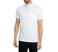 Ted Baker London Mens Tortila Short Sleeve with Birdseye Stripe Collar Polo Shirt in White Size 5 - UK Size 42 - Extra Large