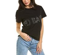 Ted Baker London Womens Girls Malom Branded Foil T Shirt 100% Cotton in Black - Size 4 Large UK Size 14