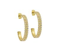 Ted Baker Mellia Medium Double Crystal Hoop Earrings For Women (Gold/Crystal)