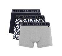 Men's Ted Baker 3-Pack Cotton Trunks Mens Navy/Chevron/Heather Grey - Size: 32/33/32