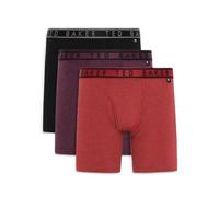 Ted Baker Mens 3-pack Cotton Boxer Briefs, Black/Wine Tasting/Red Dhalia, M UK