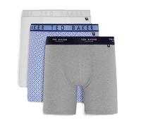 Ted Baker Mens 3-pack Cotton Boxer Briefs, White/Blue Tile/Heather Grey, L UK