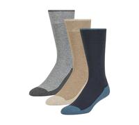 Ted Baker Men's 3 Pack Cushioned Crew Dress Socks, Navy/Brown Heather/Grey, One Size