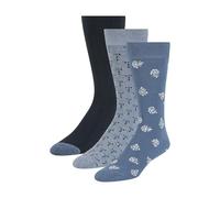 Ted Baker Men's 3 Pack Pattern Crew Dress Socks, Blue Bonnet/Lt Denim Heather/Navy, One Size