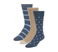Ted Baker Men's 3 Pack Pattern Crew Dress Socks, Dark Denim/Brown Heather, One Size
