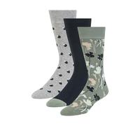 Ted Baker Men's 3 Pack Pattern Crew Dress Socks, Iceberg Green/Navy/Grey Heather, One Size
