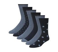 Ted Baker Men's 6 Pack Solid Crew Dress Socks, Blue, OS, Navy/Denim Heather/Floral, One Size