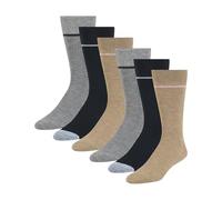 Ted Baker Men's 6 Pack Solid Crew Dress Socks, Brown Heather/Navy/Grey Heather, One Size