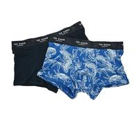 Ted Baker Mens Bircho 2 Pair Box Set of Cotton Stretch Printed Trunks Boxer Shorts Size Large Waist 36-38 Inches Blue