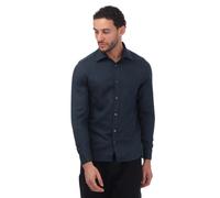 Ted Baker Mens Crotone Herringbone Long-Sleeved Shirt - Navy - S - Navy